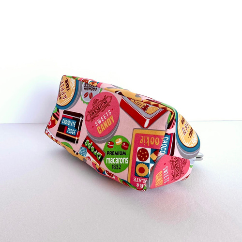 オータムセール】お菓子パッケージ柄のがま口ポーチ＊ピンク