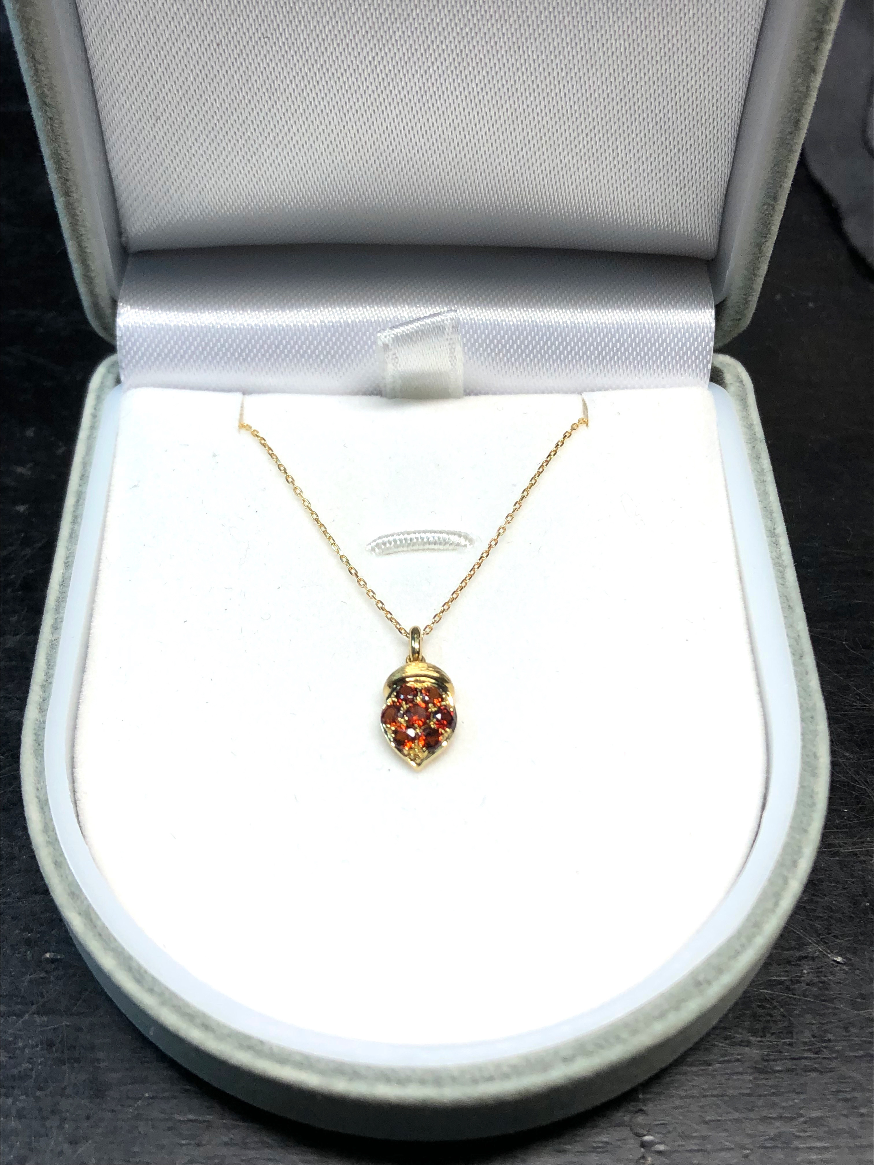 K18ガーネットどんぐりペンダントネックレス