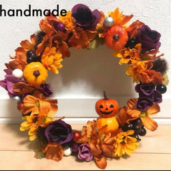 handmade】ハロウィン フラワーリース ハンドメイド 21cm リース