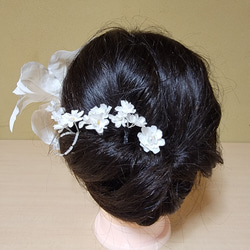 布の花  正絹  完全ハンドメイドのゆりの髪飾りセット 7枚目の画像