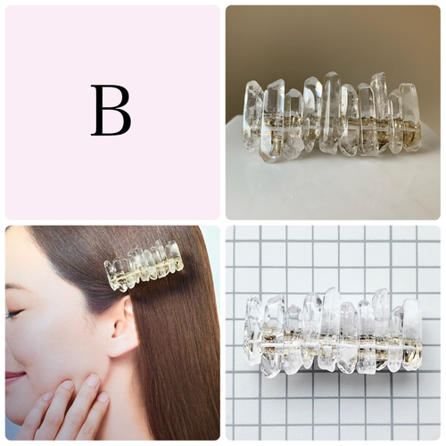 再販 天然石 クリスタルクォーツ / 水晶 ヘアアクセサリー 再販 天然石 クリスタルクォーツ / 水晶 ヘアアクセサリー