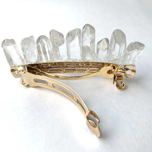 再販 天然石 クリスタルクォーツ ／ 水晶 ヘアアクセサリー バレッタ