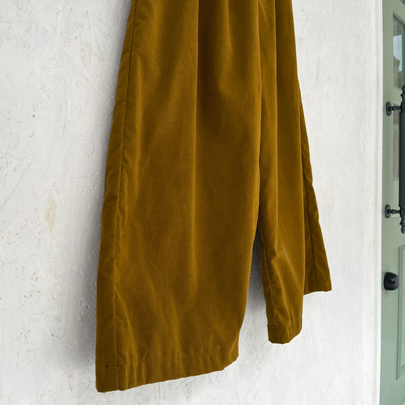 遠州産やわらかコーデュロイのルーミー(ワイド)パンツ 3サイズ選べるorフルオーダー オークル nunono-11 9枚目の画像