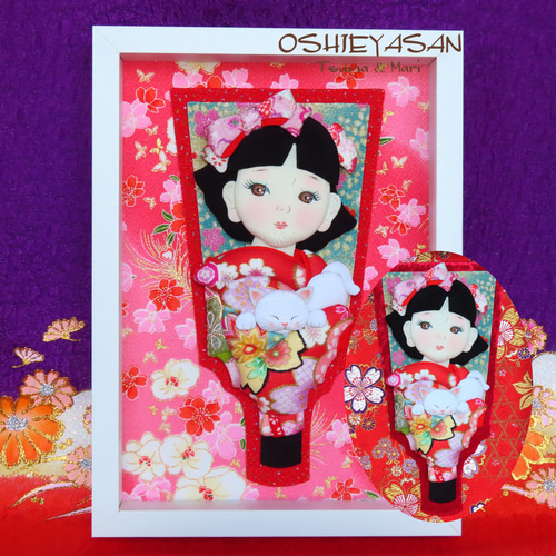 新感覚 押絵羽子板 『少女と子猫』 ひな人形・雛飾り OSHIEYASAN 通販