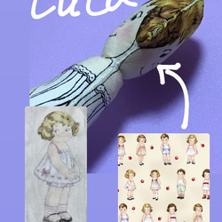 paper dolls USA　生地幅108ｃｍ　長さ約95cmパネル　1930年代ペーパードールレトロ柄　レア柄 5枚目の画像