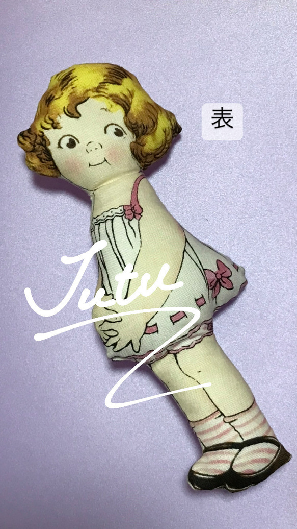 paper dolls USA　生地幅108ｃｍ　長さ約95cmパネル　1930年代ペーパードールレトロ柄　レア柄 4枚目の画像