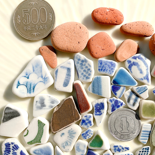 シーグラス 162 シー陶器 シータイル シーレンガ MIX 全部で100g