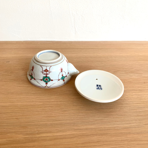 京焼・清水焼】京都 水野春陽窯 赤絵 瓔珞紋 茶器セット(宝瓶 京焼・清水焼】京都 水野春陽窯 赤絵 瓔珞紋 茶器セット(宝瓶
