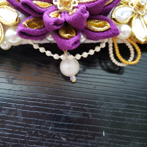 つまみ細工帯留め帯飾り七五三成人式花魁着物振り袖金パール