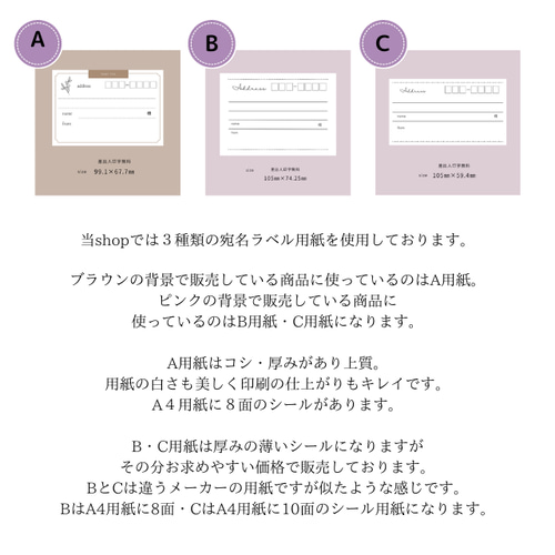 宛名シール 60枚 （ flower・10面 ) 用紙タイプC シール・ステッカー