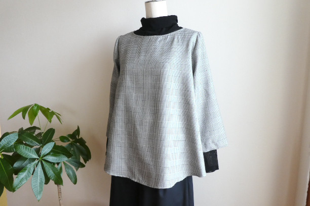 Aライン　おしゃれチュニック　(グレンチェック)