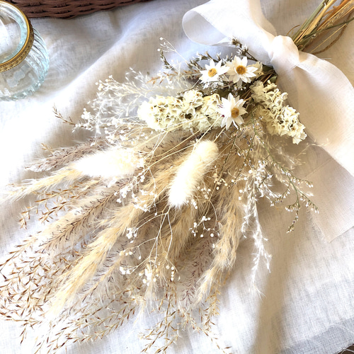 Natural＊ふわふわホワイトスワッグ♡ドライフラワースワッグ ドライ  