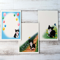 ポストカード3枚セット 〈～Dream～ハチワレ子猫〉 絵はがき 絵葉書