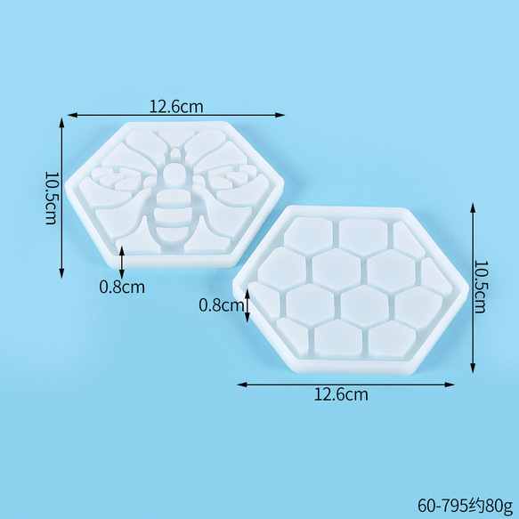 2個セット コースターモールド 蜂 ハチ レジン型 ソフトモールド シリコンモールド 2枚目の画像