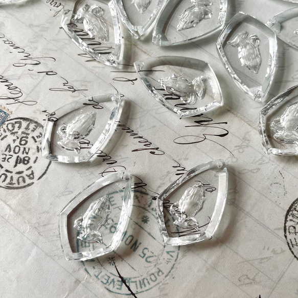 特大サイズ1個】33×21mm 1970s ドイツガラス 祈りの手 インタリオ  