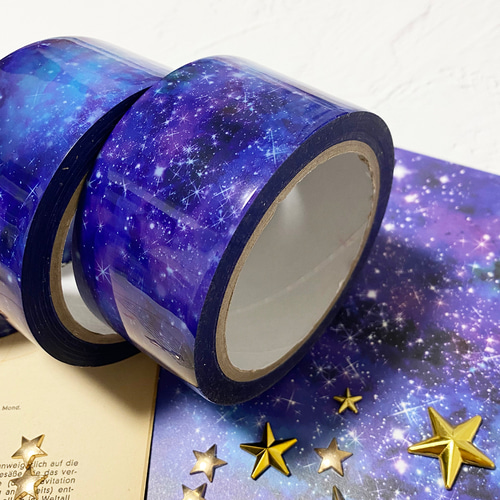 星と銀河の宇宙柄 OPPテープ 48mm マスキングテープ LALA CloveR. 通販