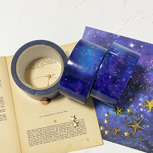星と銀河の宇宙柄 OPPテープ 48mm マスキングテープ LALA CloveR. 通販