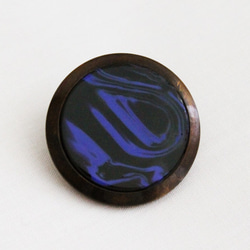 フランス製アンティーク青いマーブル模様の石入りボタン（No.3122） 2枚目の画像