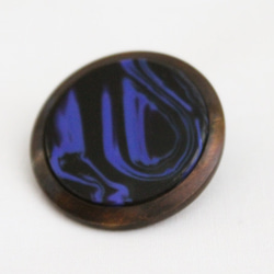 フランス製アンティーク青いマーブル模様の石入りボタン（No.3122） 3枚目の画像