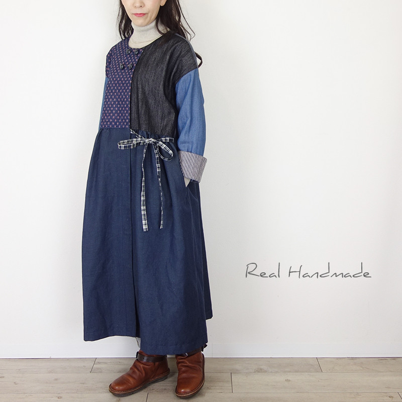 [予約販売] デニムMIXドロップ羽織りワンピース