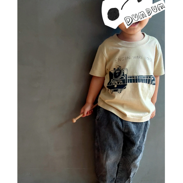 機関車 機関庫 Tシャツ 子供 半袖 KIKANKO TEE カットソー キッズ おしゃれ のりもの 綿100％ 4枚目の画像