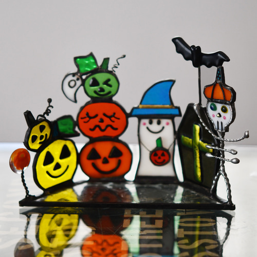 ステンドグラス　ハロウィンモチーフのモビール(よりどり3点) ステンドグラス ハロウィンモチーフのモビール(よりどり3点)