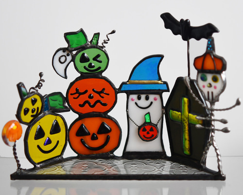 ステンドグラス　ハロウィンモチーフのモビール(バラ売りも可) 55500927_01_web_s.jpg