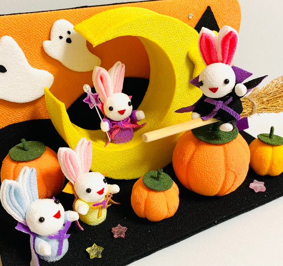 ちりめん細工「三日月のハロウィン」 3枚目の画像