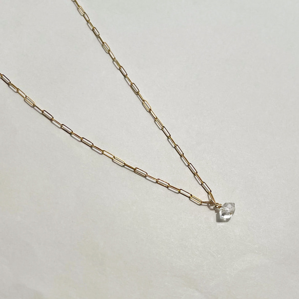 Long necklace Herkimer diamond /14KGF 2枚目の画像