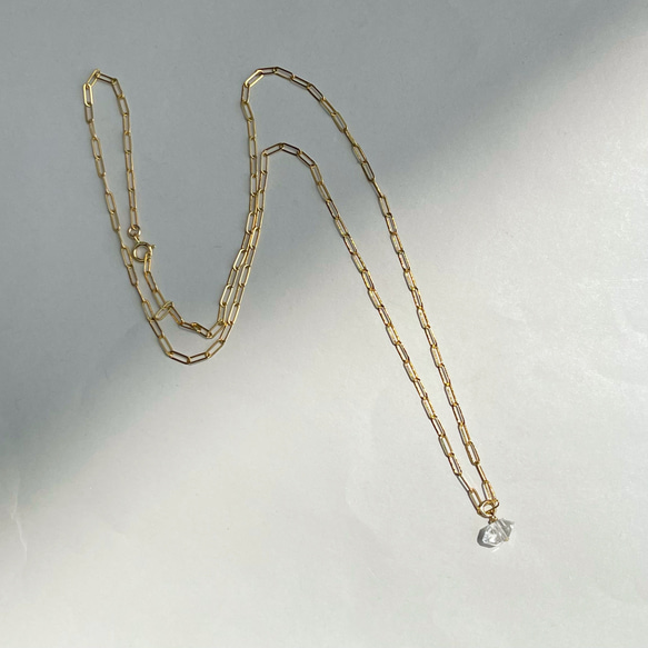 Long necklace Herkimer diamond /14KGF 3枚目の画像