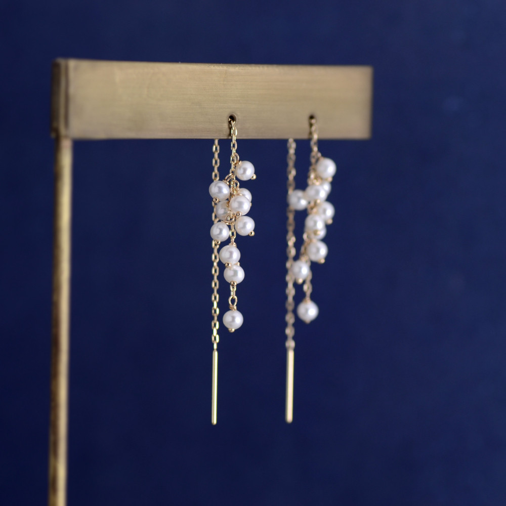 【K10YG】ホワイトパールのアメリカンピアス