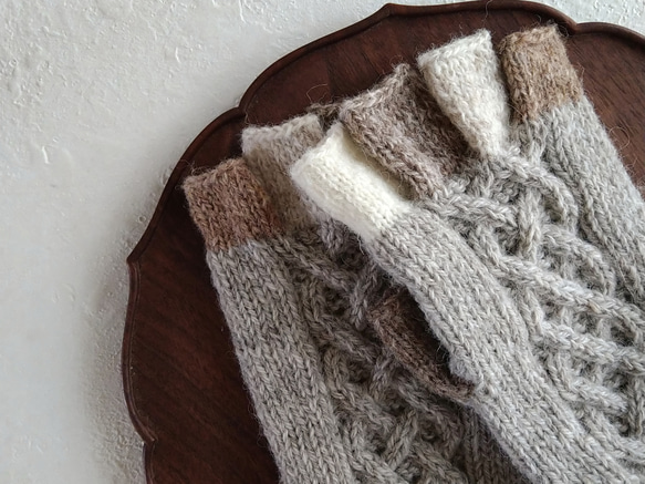 2way五本指手袋＊Lulu ＊natural greige/oatmeal 4枚目の画像