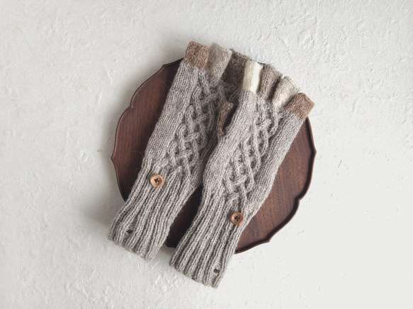 2way五本指手袋＊Lulu ＊natural greige/oatmeal 2枚目の画像