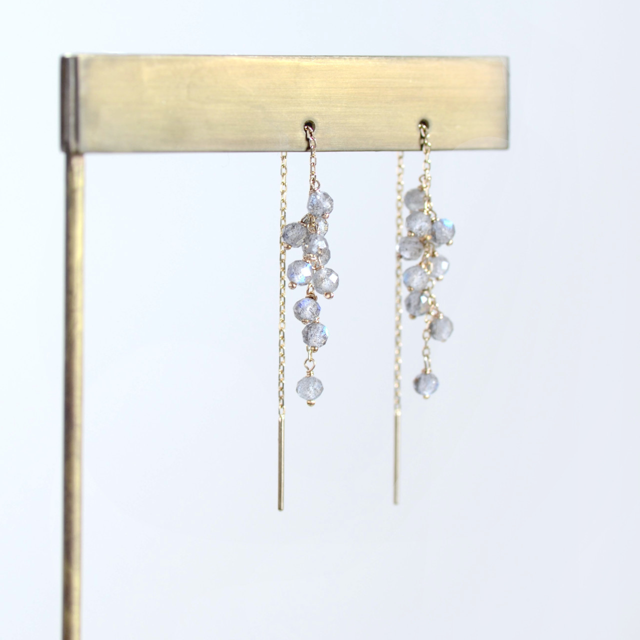 【K10YG】ラブラドライトのアメリカンピアス