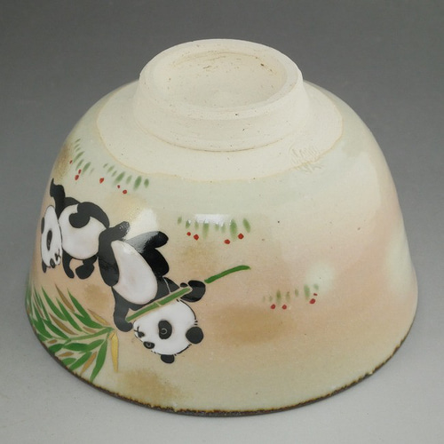 ◇商品番号 12803 パンダ（友好）抹茶茶碗 安徳 茶碗・めし碗