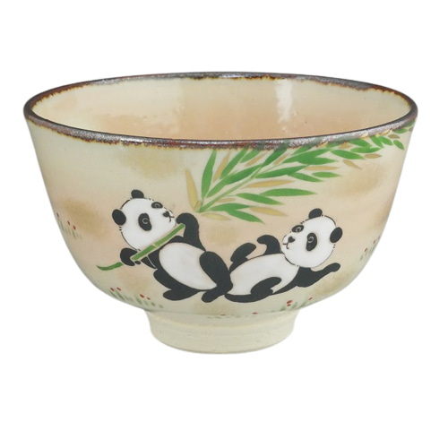 ◇商品番号 12803 パンダ（友好）抹茶茶碗 安徳 茶碗・めし碗 松韻堂 