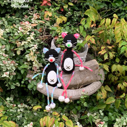 ルンルン♪着せ替え猫さん♪ちと大き目❤️カラフルコンビ☆編みぐるみ