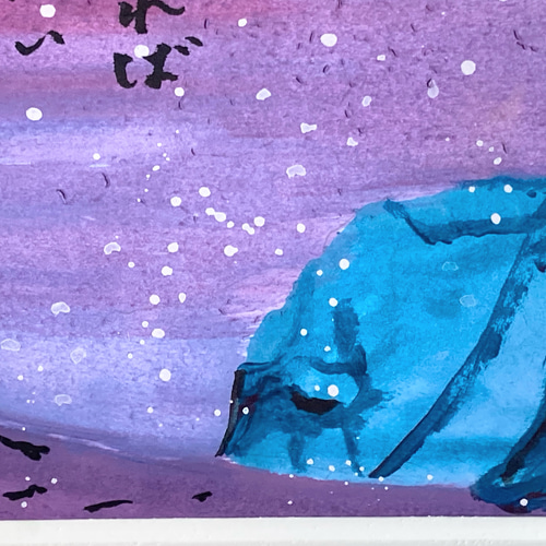水彩画【暖かい雪】原画A5サイズ 額付 一言ポエム 絵画 水彩画【暖かい雪】原画A5サイズ 額付 一言ポエム 絵画