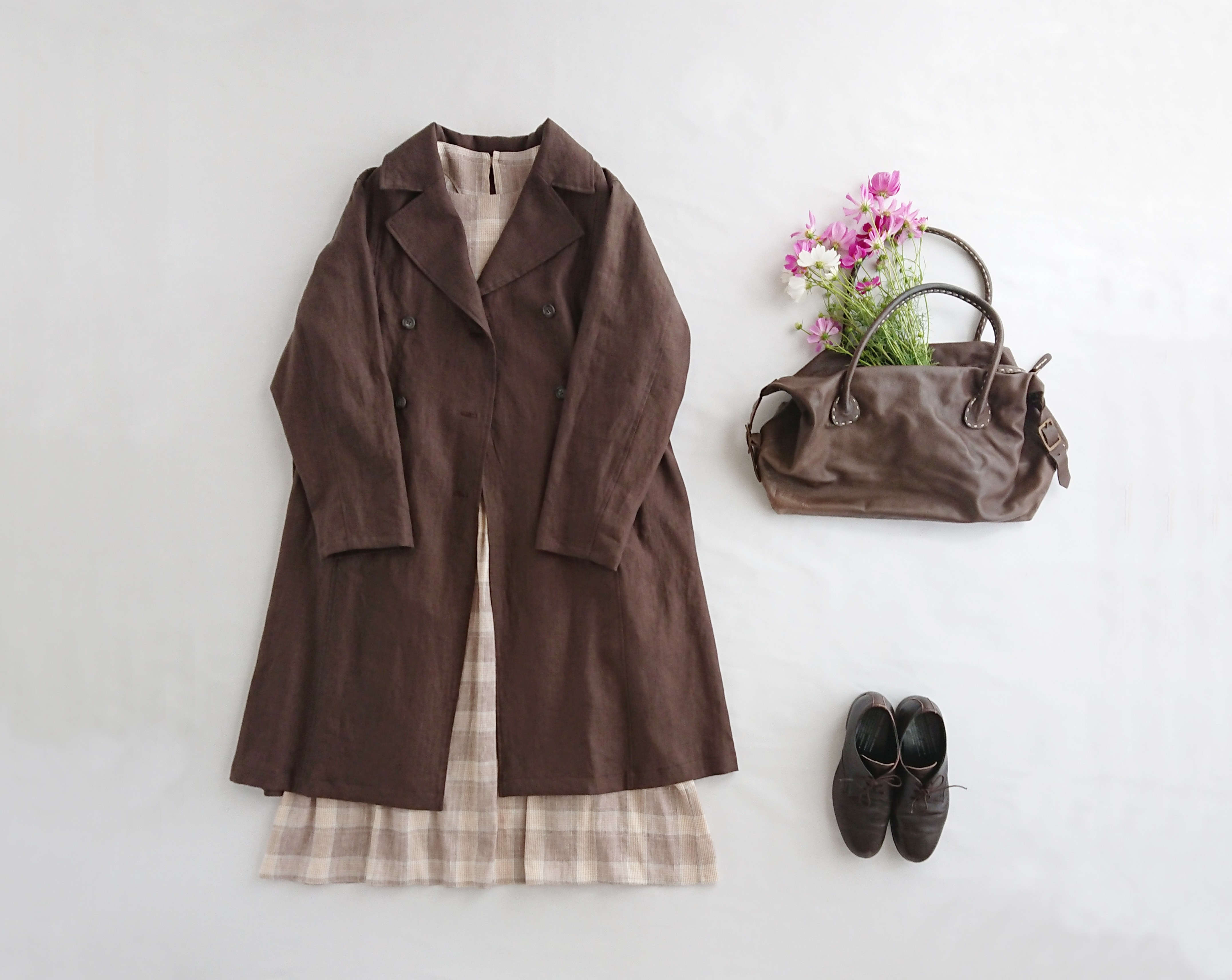 リネンピーコート　Brown