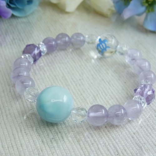 24.5㍉メガ大玉ラベンダーパープルアメジストブレスレットパワーストーン