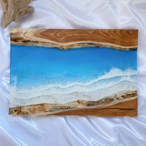 送料無料】ウッドレジンアート☆絵画 ハワイ インテリアパネル 西海岸