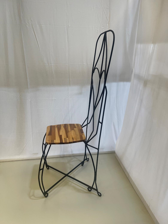 【マルコウ】　アイアン　チェアー　椅子　丸鋼　鉄　アート　ガーデンチェアー 3枚目の画像