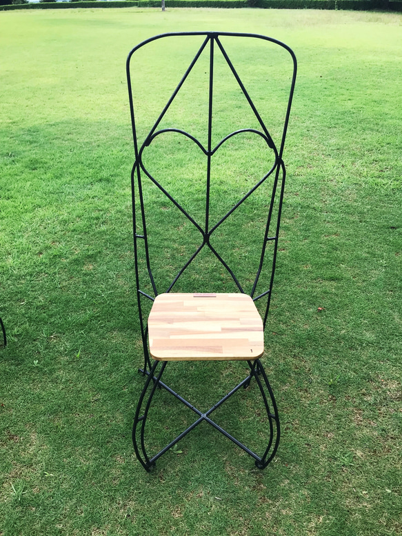 【マルコウ】　アイアン　チェアー　椅子　丸鋼　鉄　アート　ガーデンチェアー 5枚目の画像