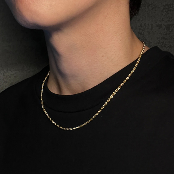 ゴールド ロープチェーン ネックレス 45cm メンズ ネックレス
