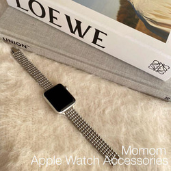 Apple Watch シャイニーメタルベルト シルバー 全サイズ対応 1枚目の画像