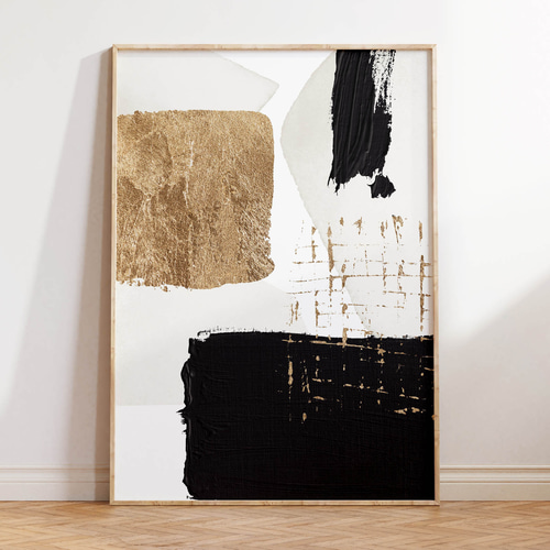 アートポスター 抽象画 ブラック ゴールド 北欧風 モダン ミニマリスト