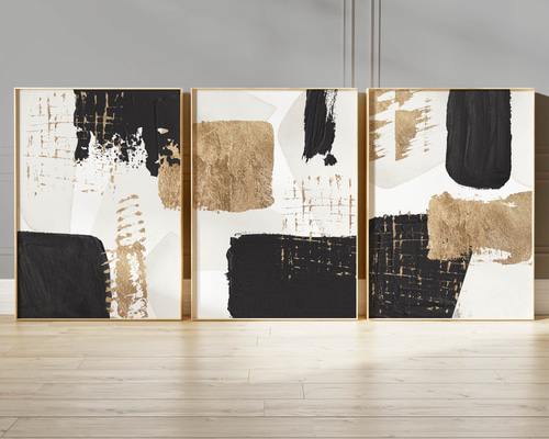 アートポスター 抽象画 ブラック ゴールド 北欧風 モダン ミニマリスト