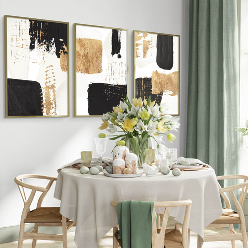 アートポスター 抽象画 ブラック ゴールド 北欧風 モダン ミニマリスト