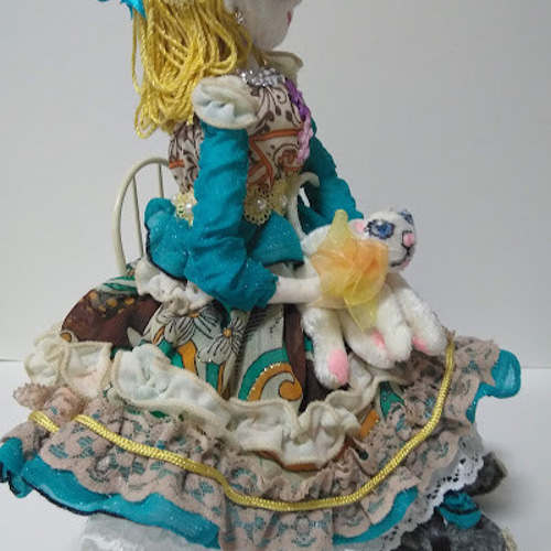 子ねこと少女』 白い子ねこ 可愛い アンティックドール風 創作 子ねこと少女』 白い子ねこ 可愛い アンティックドール風 創作