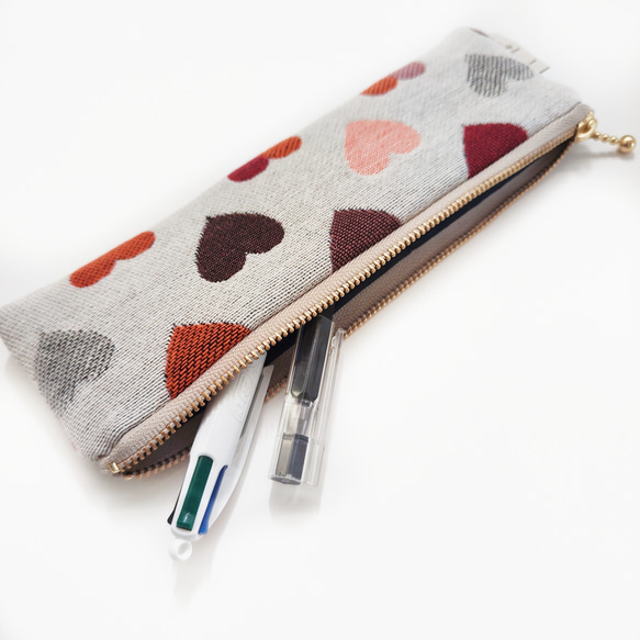 mont bouche フランス生地・ハート柄ペンケース ポーチ mont bouche